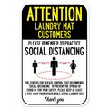 Signmission Public Safety Sign-Laundry Mat Customers Practice Social Distancing, 12" H, A-1218-25362 A-1218-25362